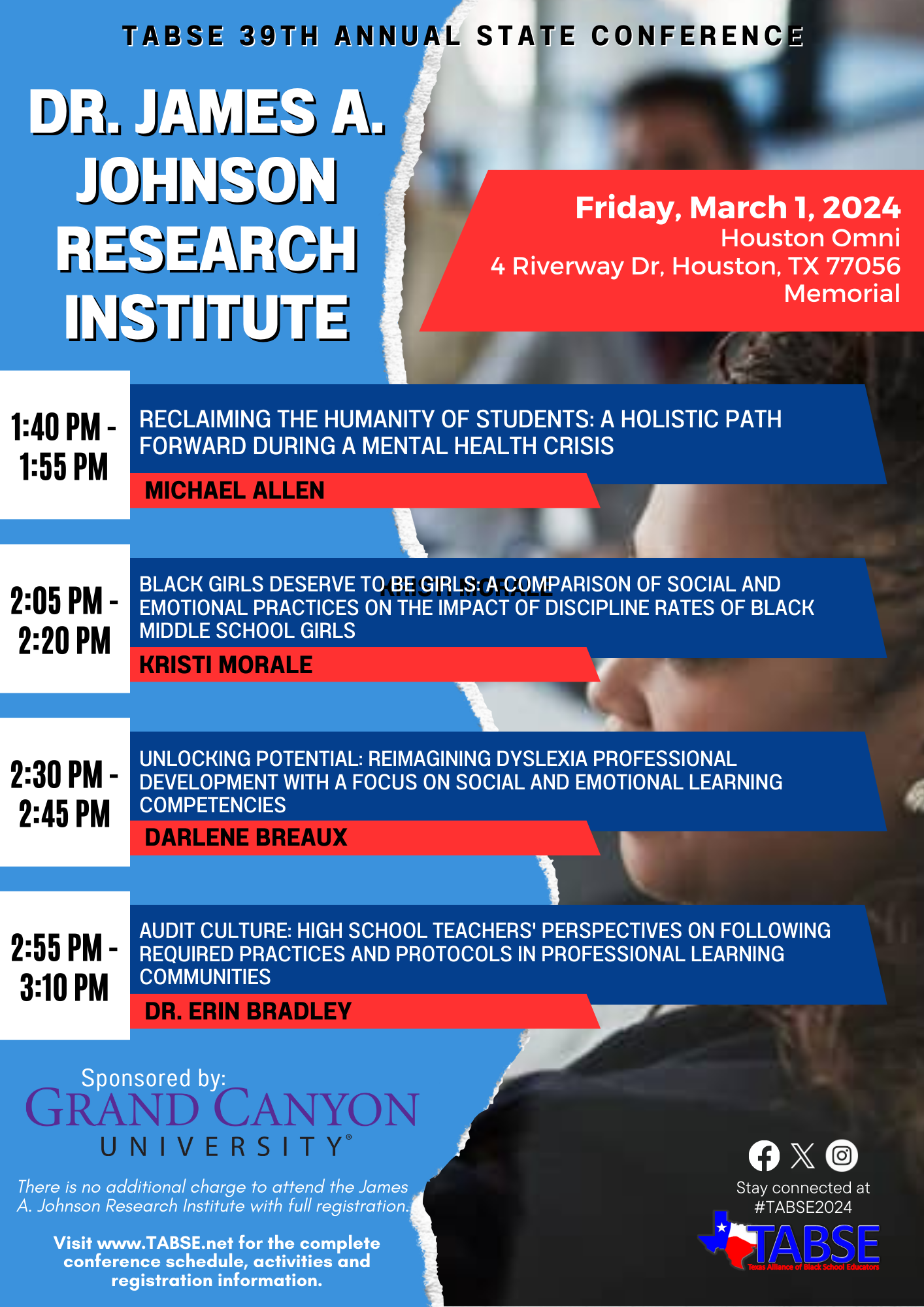 Dr. James A. Johnson Research Institute Agenda- TABSE