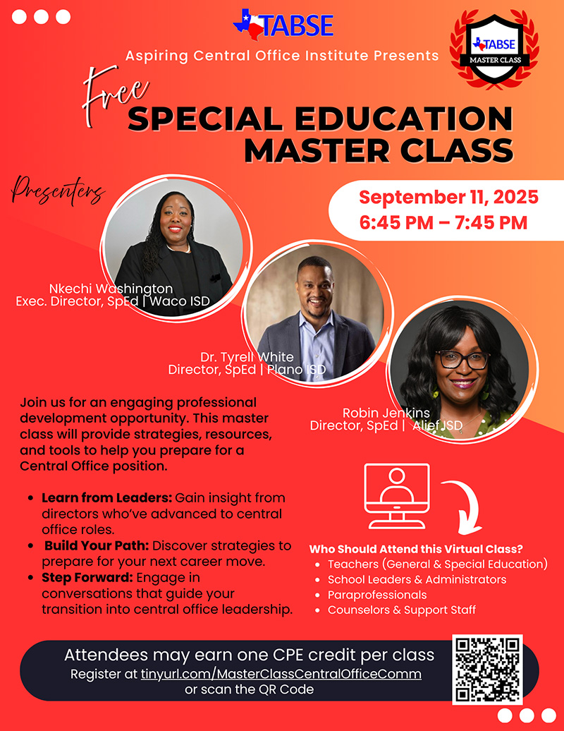 TABSE SpEd Master Class - September 2025 TABSE SpEd Master Class - September 2025